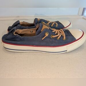 Converse Kids Blue Canvas Low-Top Sneakers with Tan Laces